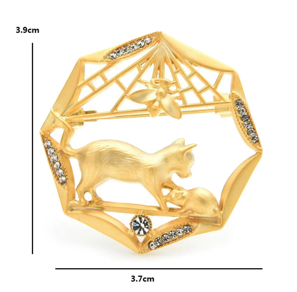 Cat & Mouse Spiderweb Brooch