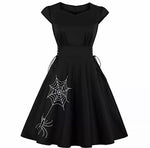 Load image into Gallery viewer, Black Spiderweb &amp; Spider Novelty Dress
