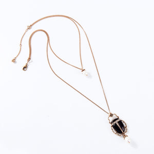 Black Scarab Beetle Necklace