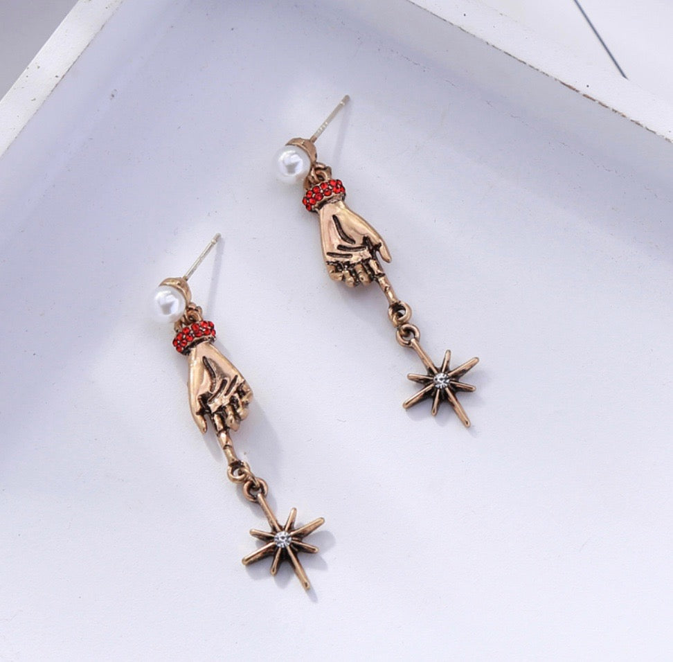 Hand and Star Earrings