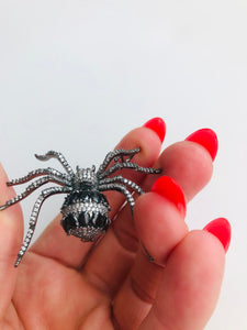 Small Crystal Spider Brooch