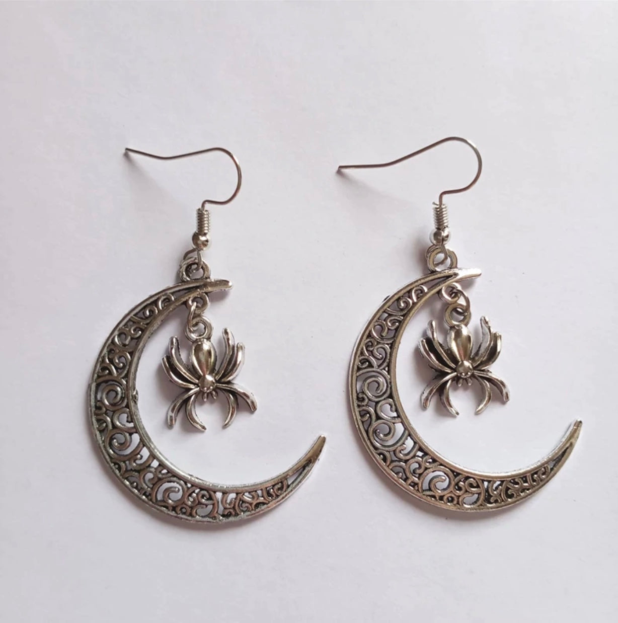 Spider and Moon Earrings