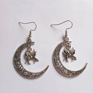 Spider and Moon Earrings