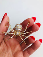 Load image into Gallery viewer, Small Crystal Spider Brooch
